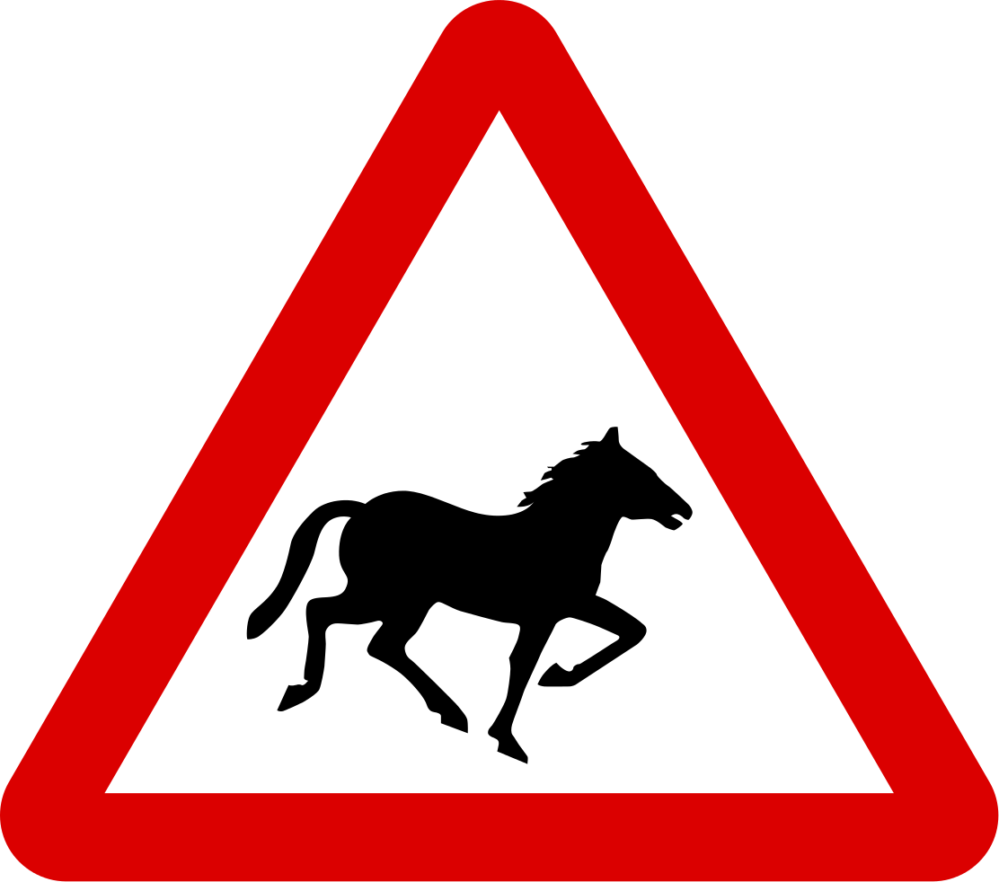 Animals crossing road ahead